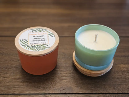 Sandy'z Kreationz - 4 oz Glass Jar- Scented Soy Wax Candle with bamboo lid