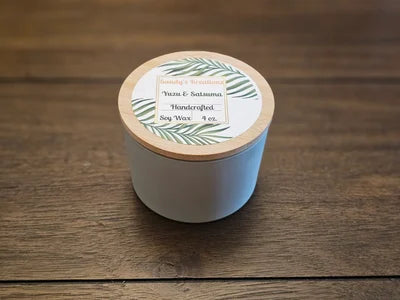 Sandy'z Kreationz - 4 oz Glass Jar- Scented Soy Wax Candle with bamboo lid