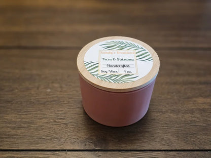 Sandy'z Kreationz - 4 oz Glass Jar- Scented Soy Wax Candle with bamboo lid