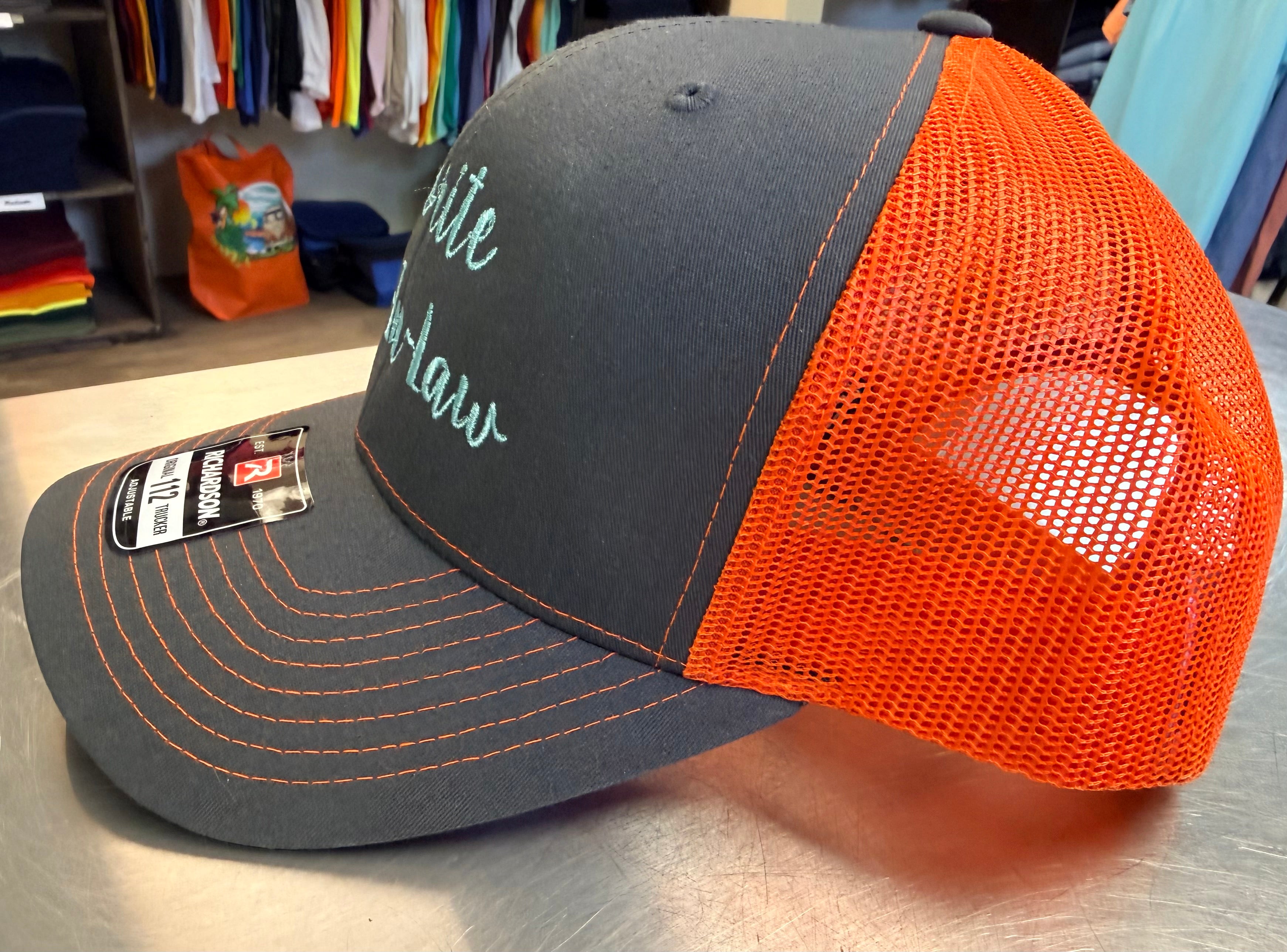 Favorite Son-In-Law Richardson 112 Trucker Hat – Charcoal/Orange